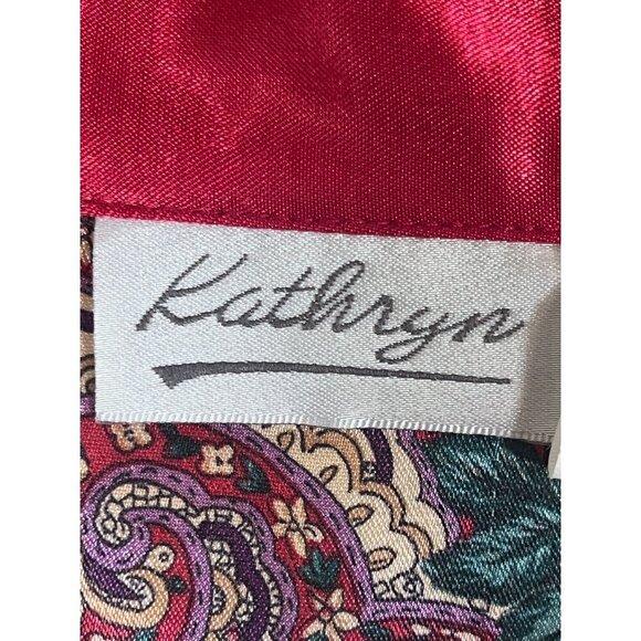 Kathryn Satin Floral Nightgown L Pink Paisley Vtg Boho Western Retro 80s - Picture 2 of 16